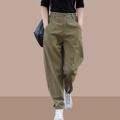 2025 Spring and Autumn Women's Mini Footless Harem Pants Work Pants Turnip Casual Pants Three-quarter Length Loose Straight Leg Pants