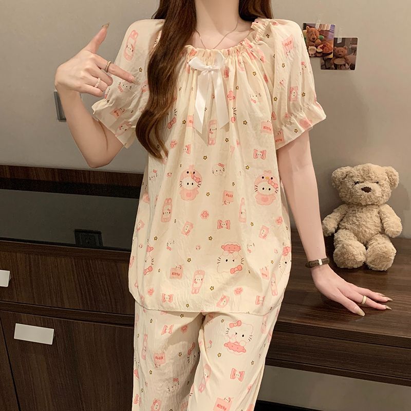 Pantalones de manga corta de algodón de nube al por mayor transfronterizos pijamas de estilo princesa lindo de dibujos animados