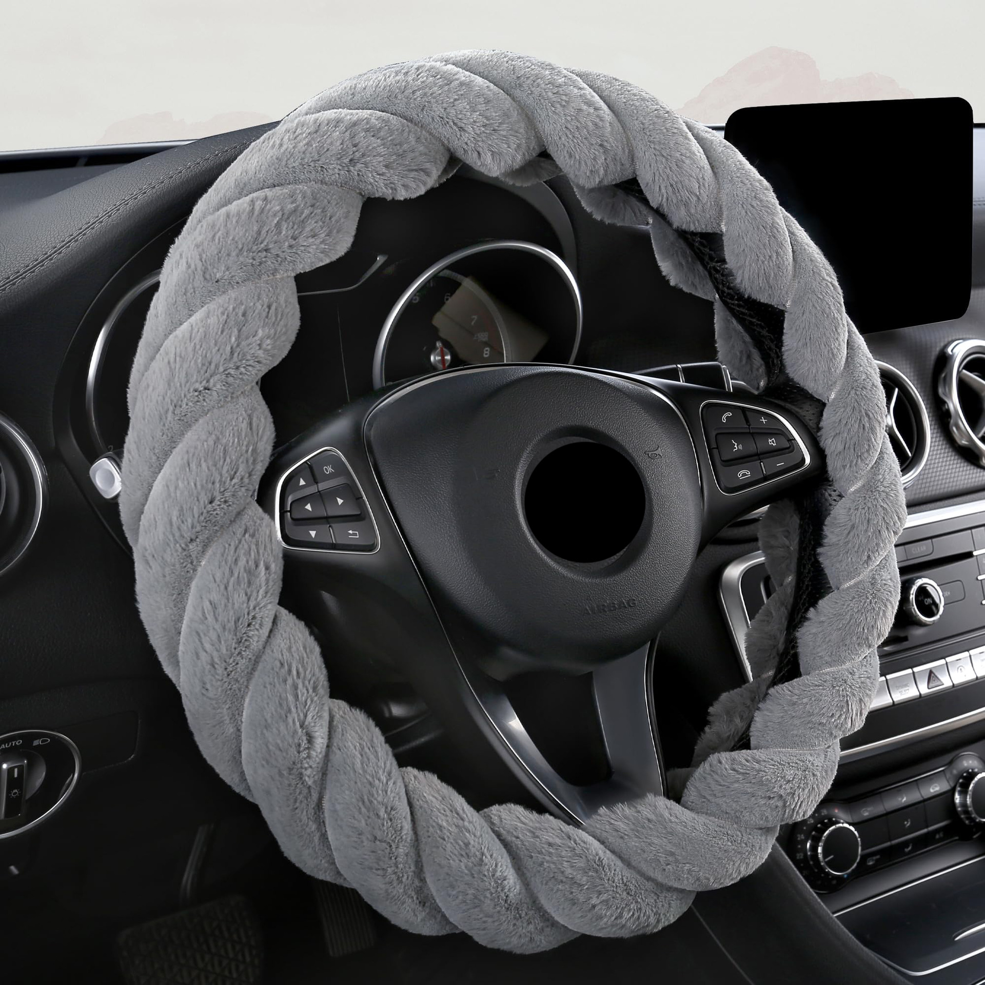 Cross-Border New Waltz Plush Car Steering Wheel Cover Anti-Slip Four-Season Universal Handlebar Cover for Men and Women Amazon