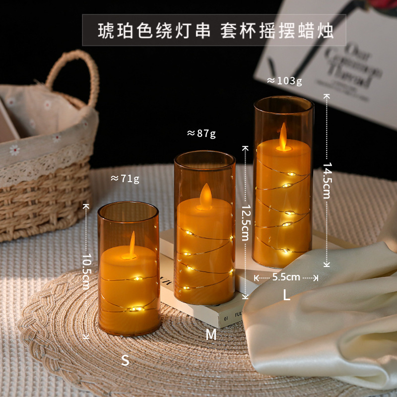 電子キャンドル LED 電子キャンドルライトリモコンシミュレーションキャンドルカップレストランホリデー家の装飾結婚式の小道具|undefined