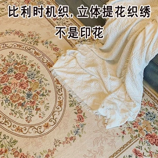 ins复古方形地毯温柔家用客厅卧室床边地毯门口玄关地垫欧美地毯