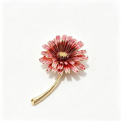 Enamel daisy brooch, high-end luxury lapel pin, clothing accessory, waist-cinching pin, corsage accessory, jewelry (Yaxa sancaqları) - x0720-daisy-rose-red