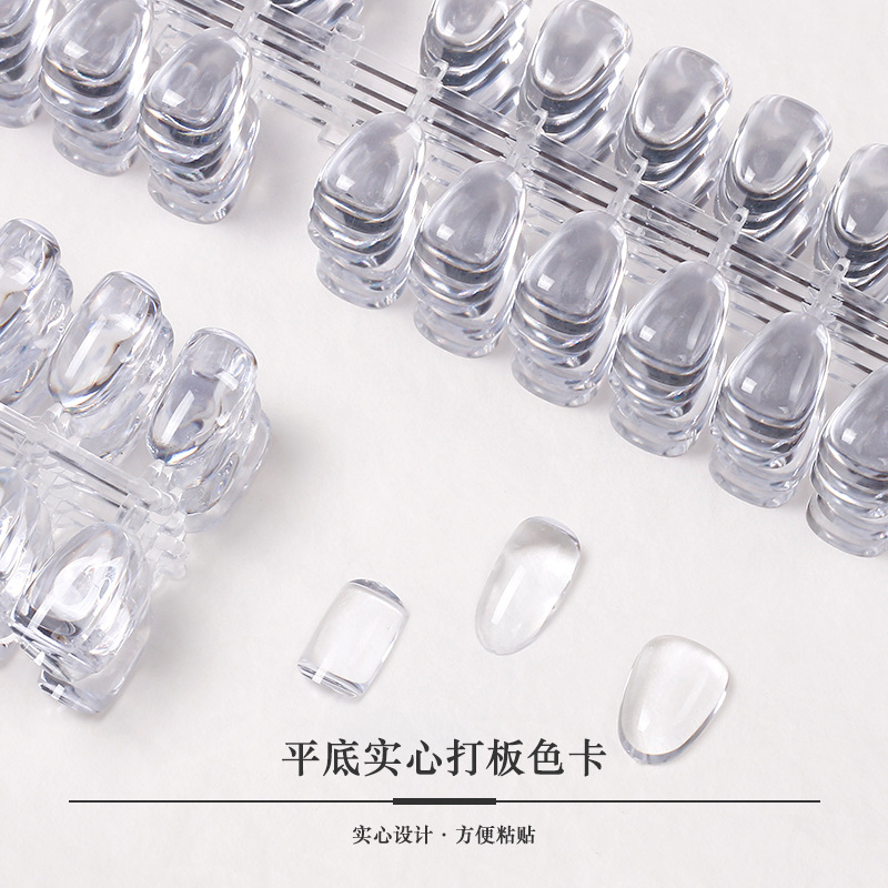 Nueva Tarjeta de color de esmalte de uñas especial de cabeza redonda corta en forma de semilla de melón tablero sólido cuadrado tarjeta de color de práctica transparente