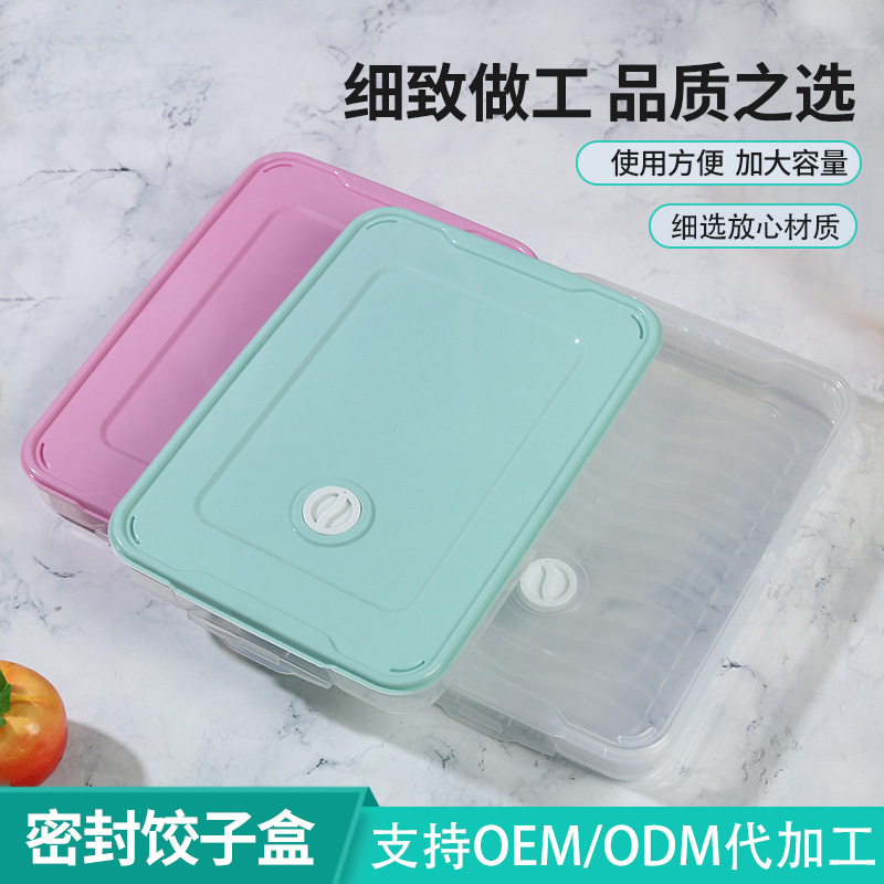 冻饺子保鲜方形塑料盒 简约两层密封保鲜盒 带盖混沌密封保鲜盒