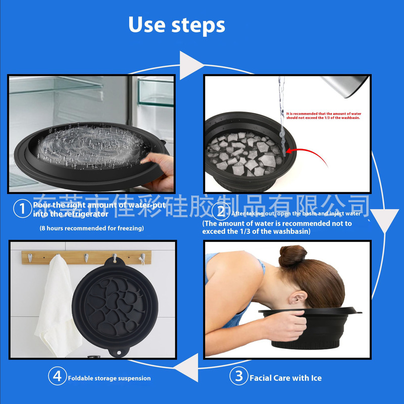 国境を越えたアイスボウル、内蔵アイススロット付き折りたたみ式シリコンアイスバスボウル、肌引き締めポータブルスパツール|undefined