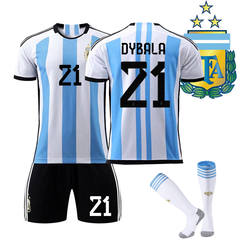 2022年ワールドカップアルゼンチン代表サッカーユニフォーム 10番メッシ 11番ディ・マリア 22番ラウタロウ 21番ディ・バラチーム