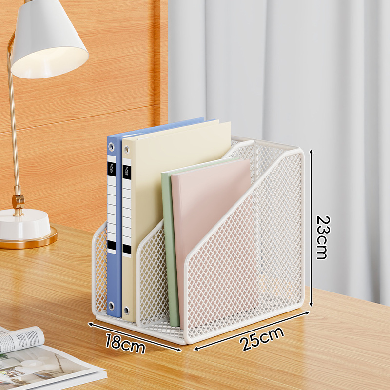金属ファイルラックデスクトップシンプルな垂直本棚オフィスデータファイル収納バスケット事務用品整理ラック|undefined