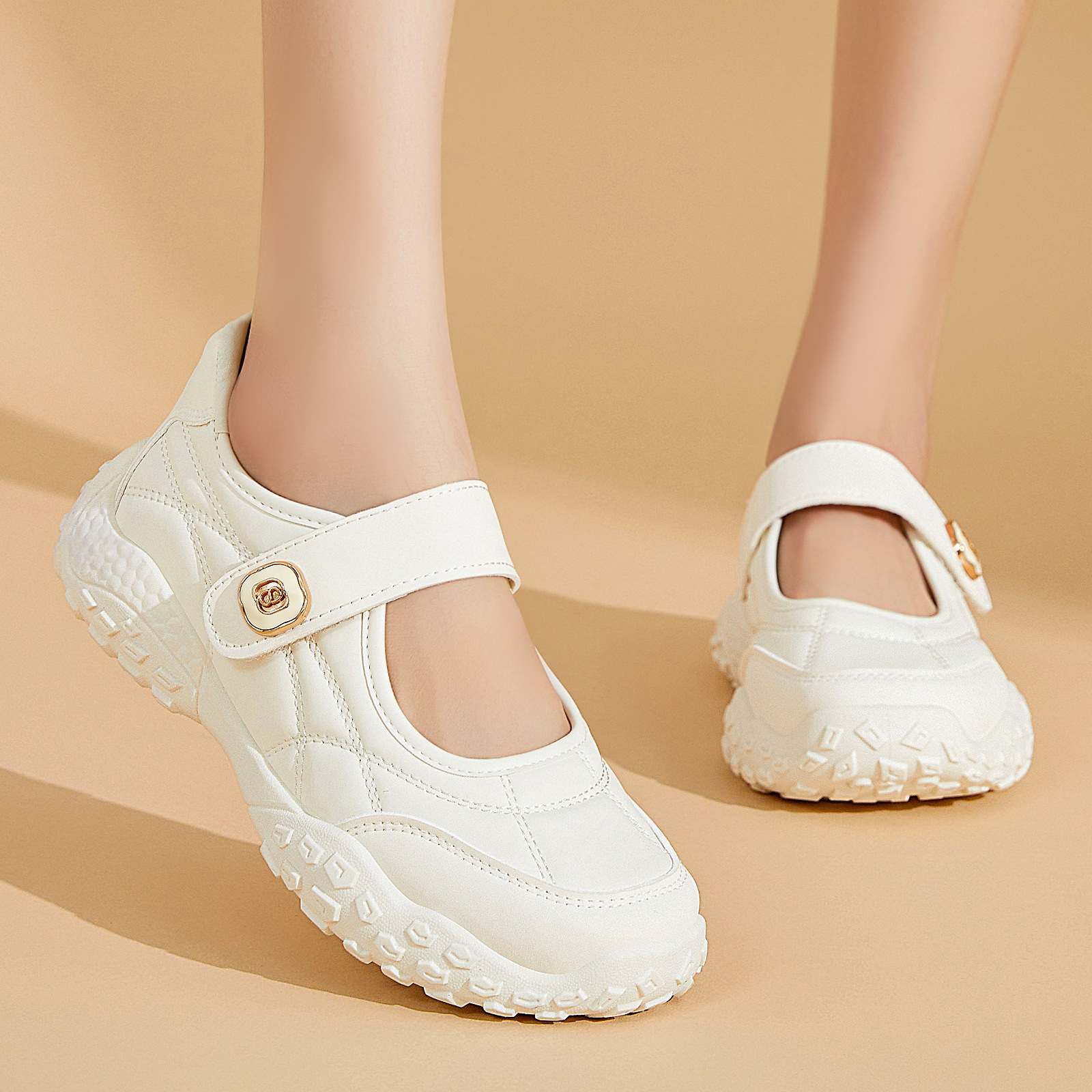 El Jin Seyuan| Zapatos de mujer Velcro superficial zapatos casuales transpirables zapatos deportivos ligeros suaves cómodos zapatos mary-zhen