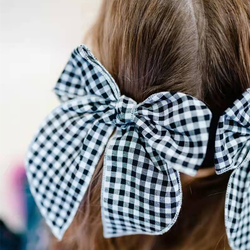 Fashion Children's Hairpin Bow Headdress Plaid Hair Accessories display picture 1