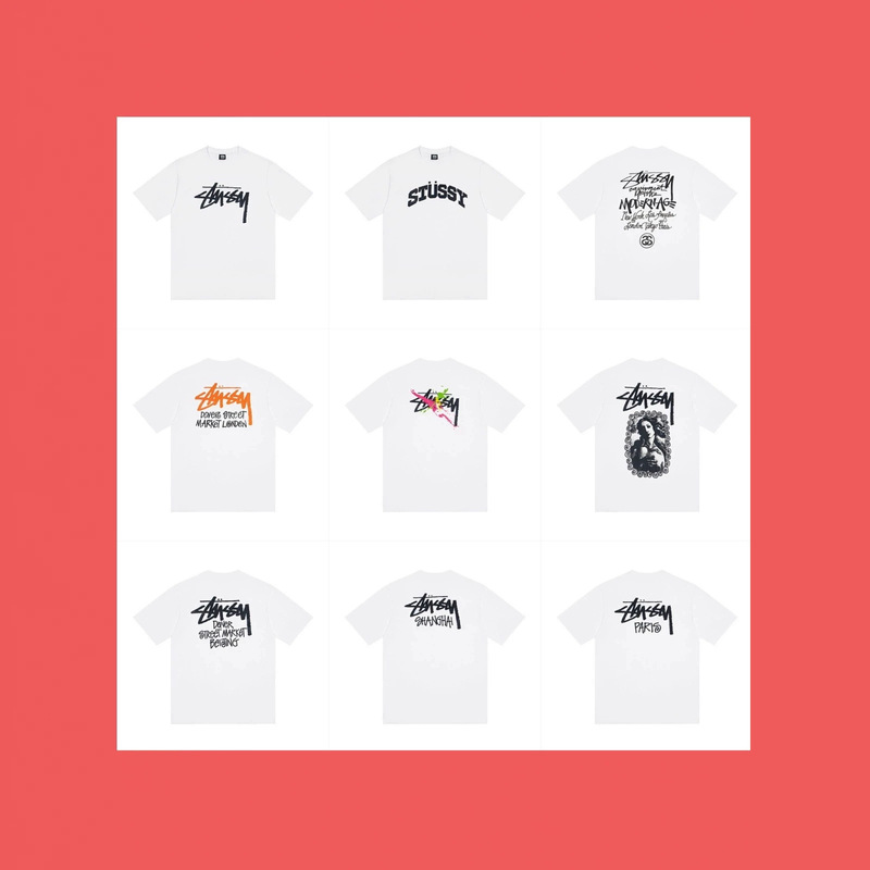 High-Quality Stussy In-Stock Shark Pattern Logo Letter Print Double Yarn Pure Cotton Round Neck Short-Sleeve T-Shirt High-Quality Stussy In-Stock Shark Pattern Logo Letter Print Double Yarn Pure Cotton Round Neck Short-Sleeve T-Shirt