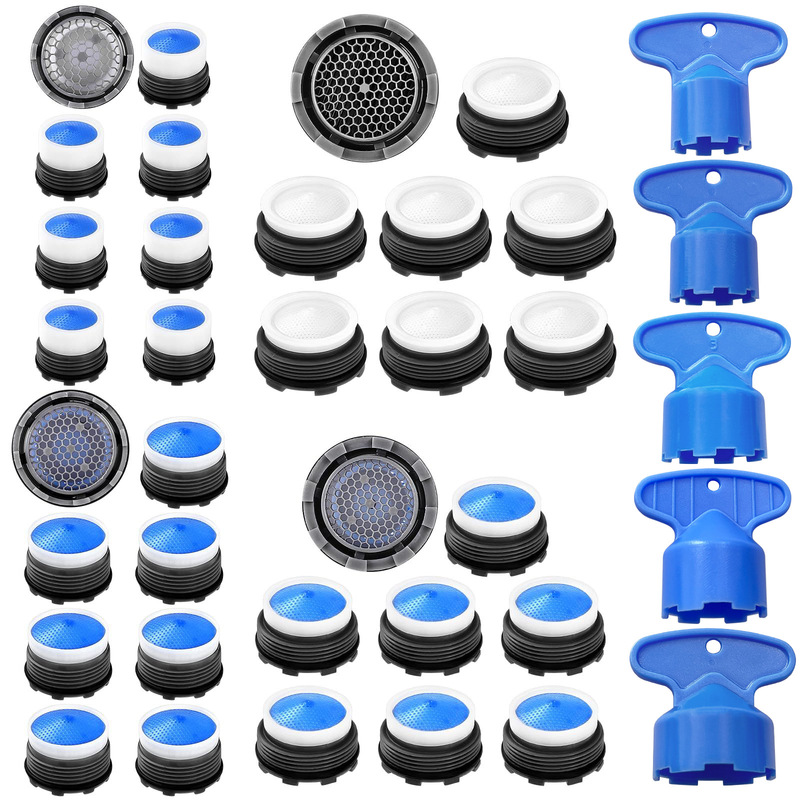 28 Faucet Aerators + 5 Removal Wrenches, Built-In Spout Faucet Built-In Core Aerator 28 Faucet Aerators + 5 Removal Wrenches, Built-In Spout Faucet Built-In Core Aerator