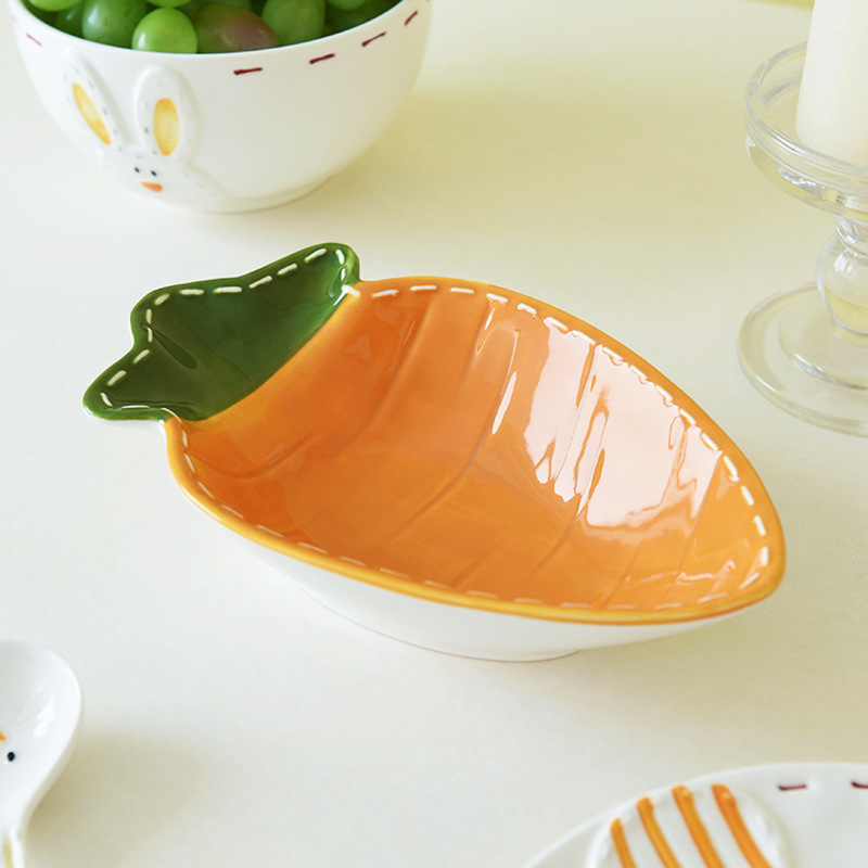 Lindo tazón de zanahoria vajilla creativa los niños alivio ligero forma desayuno occidental postre plato sopa