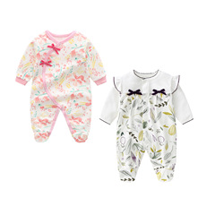 2023 Fang Ying Newborn baby romper baby jumpsuit foot-covering rompers newborn pajamas lily and green