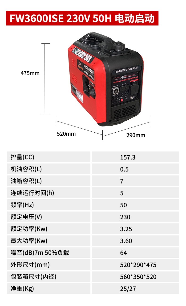 3-Kilowatt 220V Gasoline Silent Generator with Remote Control, Electric Variable Frequency, Small Portable Household Generator for Outdoor Use and Vendor Stalls