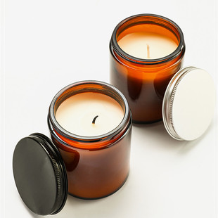 Customized Brown Amber Cup with Lid Soy Wax Scented Candle Indoor Fragrance Ornaments Holiday Gift Candle