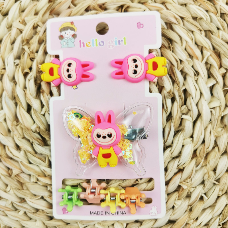 Dibujos animados de tela Rab con lentejuelas y lazos no dañan el pelo clip de paño de paño Rab con broche mini para pinzas infantiles image 9