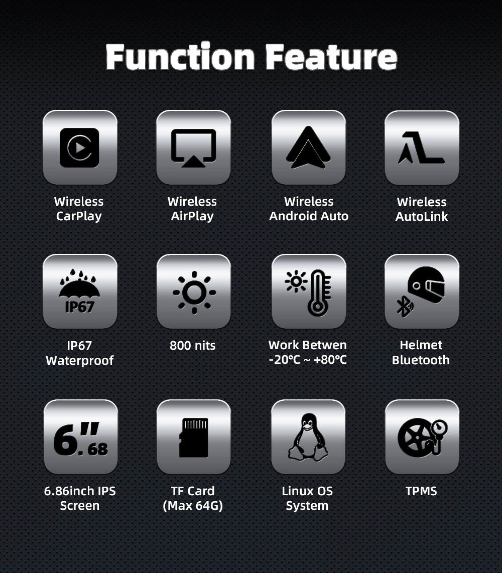 New Products 6.86inch Motorcycle Carplay Portable Navigation Can Support Quick Release Bracket