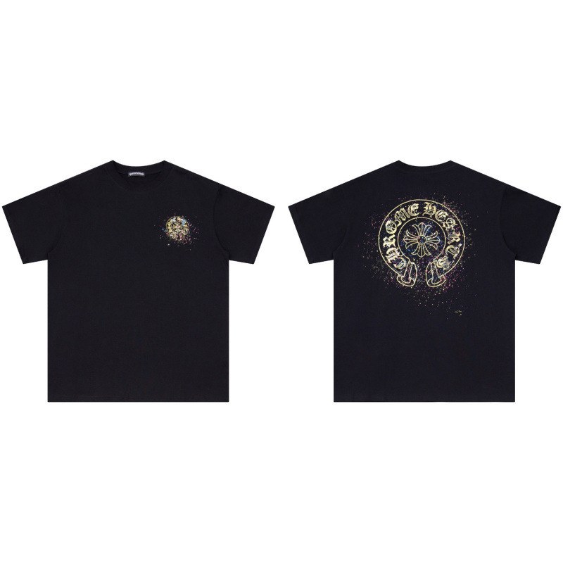 クローバーTシャツのクロスボーダーハイバージョン、ゆったりとしたトレンディなクローバークロスプリント、男女カップル同じスタイルの半袖|undefined