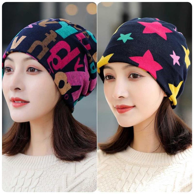 Sombrero calvo de otoño y invierno de doble capa, sombrero de luna, algodón transpirable, sombrero de dormir caliente para la madre