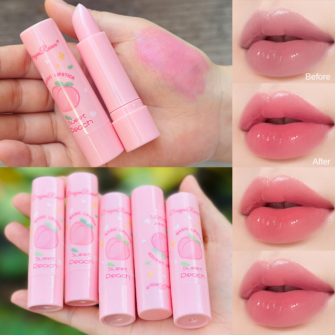 Cross-Border Exclusive Dragonranee Peach Color-Changing Lip Balm Moisturizing and Repairing Color-Changing Lipstick Export
