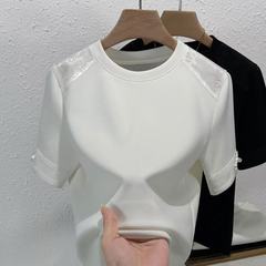 新中国風夏純綿2025半袖tシャツは新型ファッション純色盤ボタンをつなぎ合わせている… は...