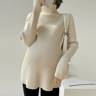 High quality anti-Pilling pregnant women's turtleneck pregnant women's sweater fashionable all-match solid color pit bottoming shirt slimming top for women