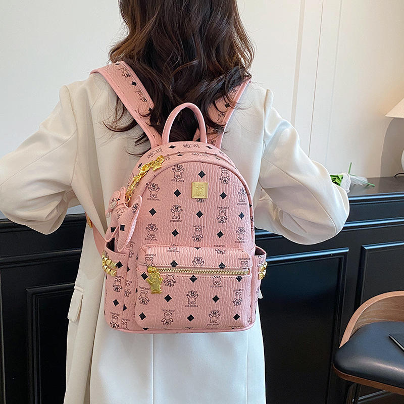 Nueva mochila coreana encantadora impresión oso mochila de estudiantes de gran capacidad para trabajar bolsas de mano de mujer