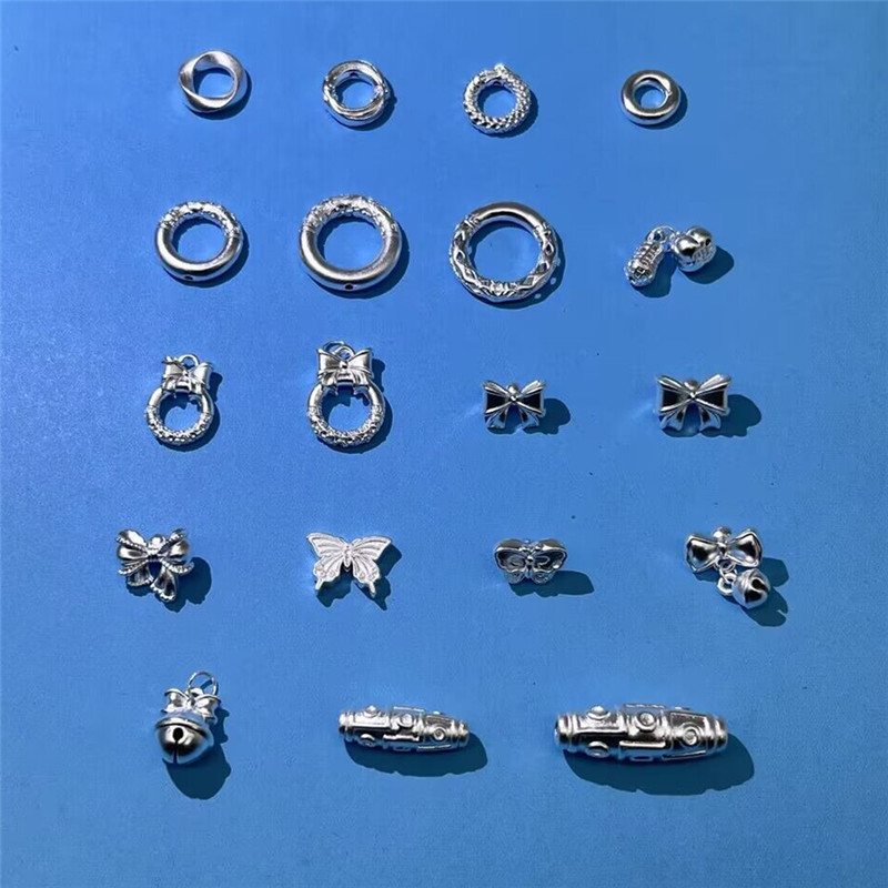 Silver 999 Mobius Ring Ping An Buckle Bow Sterling Silver Accessories Xiangyun Ring DIY Jewelry Tianzhu Small Pendant