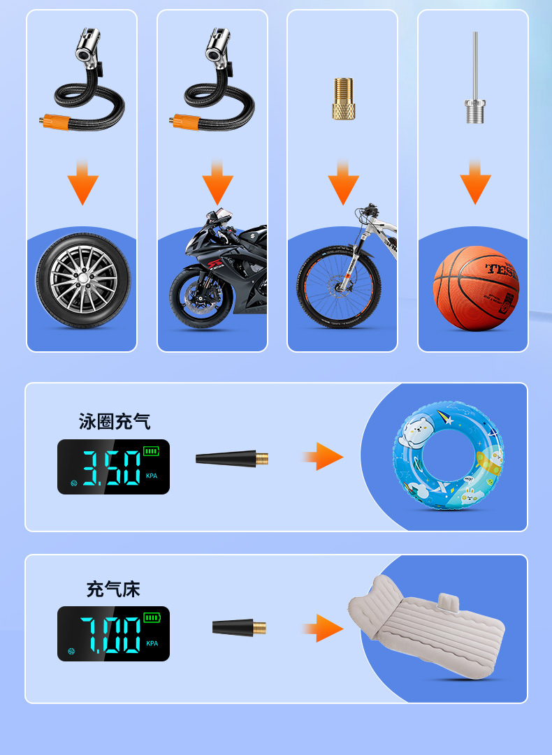 Car wireless air pump portable car electric pump car tire pressure automatic air pump inflatable treasure