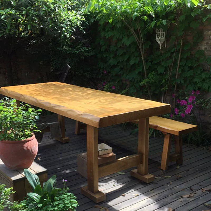 Уличные столы и стулья из цельного дерева, открытый обеденный стол для отдыха во дворе, открытый павильон, сад, зимний сад, производитель антикоррозийных столов из цельного дерева