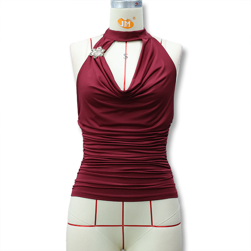 Transfronterizo Amazon 2026 primavera y verano nuevo temperamento europeo y americano de mujer cuello de color sólido correa de espalda delgada chaleco pequeño image 8