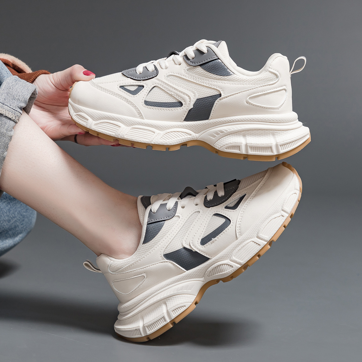 Zapatos estilo Dad para mujer, novedad otoño 2023, zapatos versátiles de suela gruesa que aumentan la altura, zapatos deportivos casuales a la moda 1102