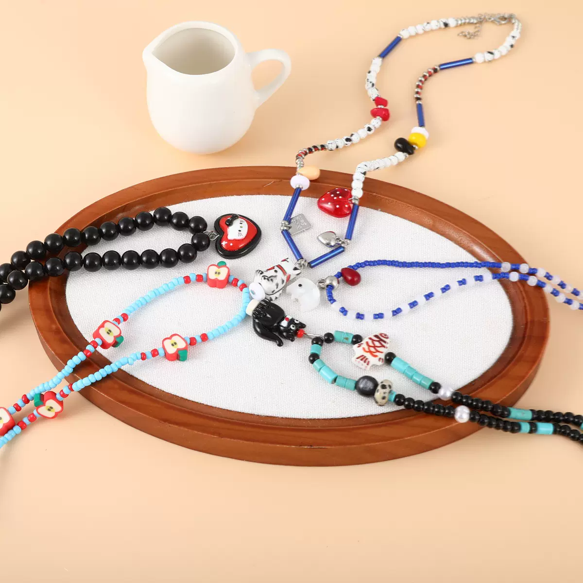 多巴胺彩色串珠欧若风童趣少女风长款毛衣链卫衣链颈链配饰品批发