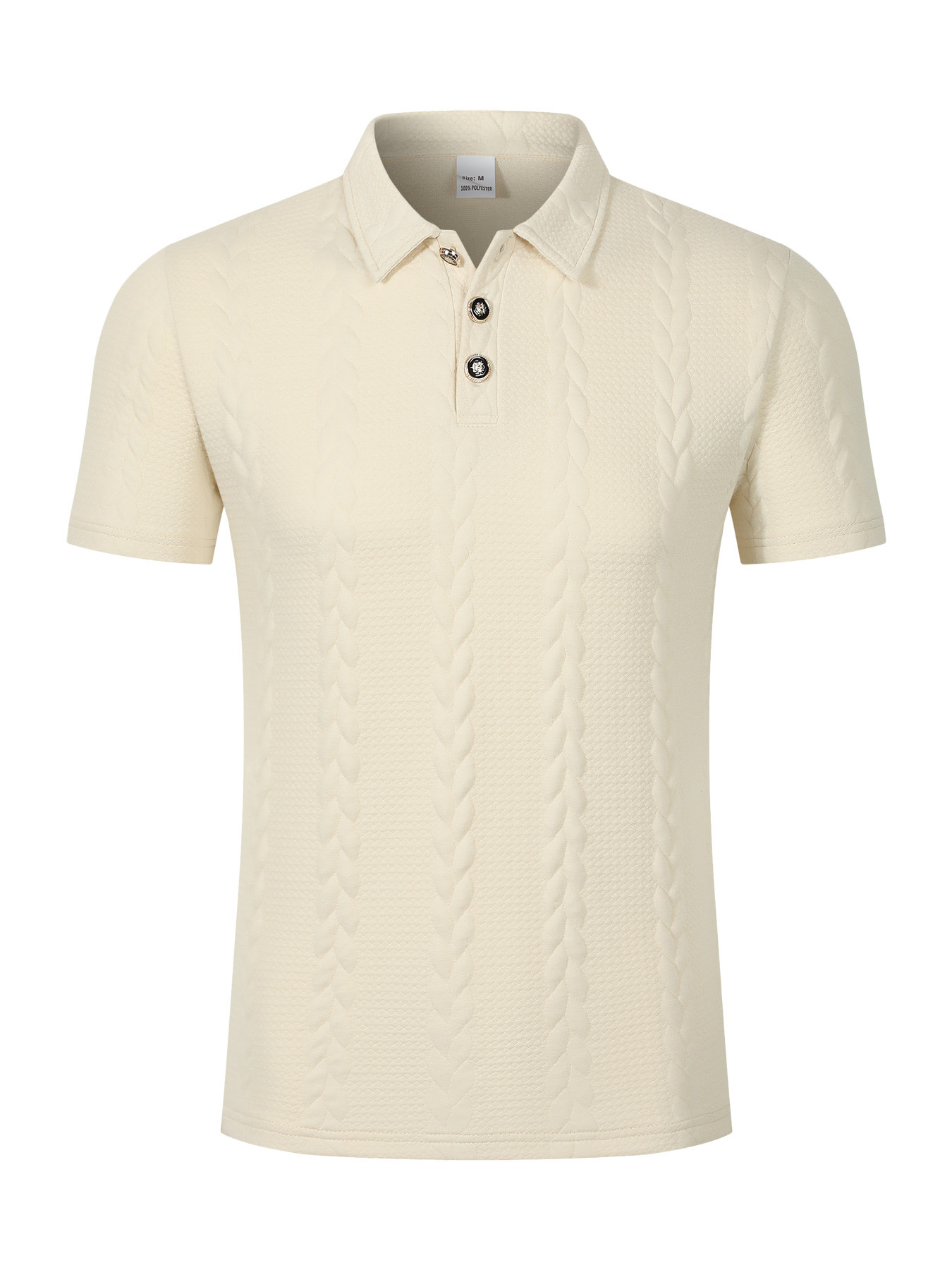 Men's Polo Shirt Cable Knit Jacquard Solid Colour Casual Top_voghion.com