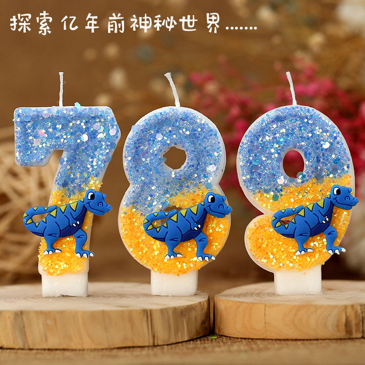 Vela de cumpleaños de niño Decoración de Pastel vela digital forma de dinosaurio anime artesanía vela para comercio electrónico transfronterizo