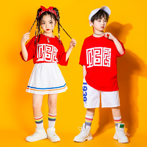 Boys girls hiphop street jazz dance costumes rapper singers dancers outfits football Cheerleaders performance uniforms boy hip-hop dance kindergarten suit