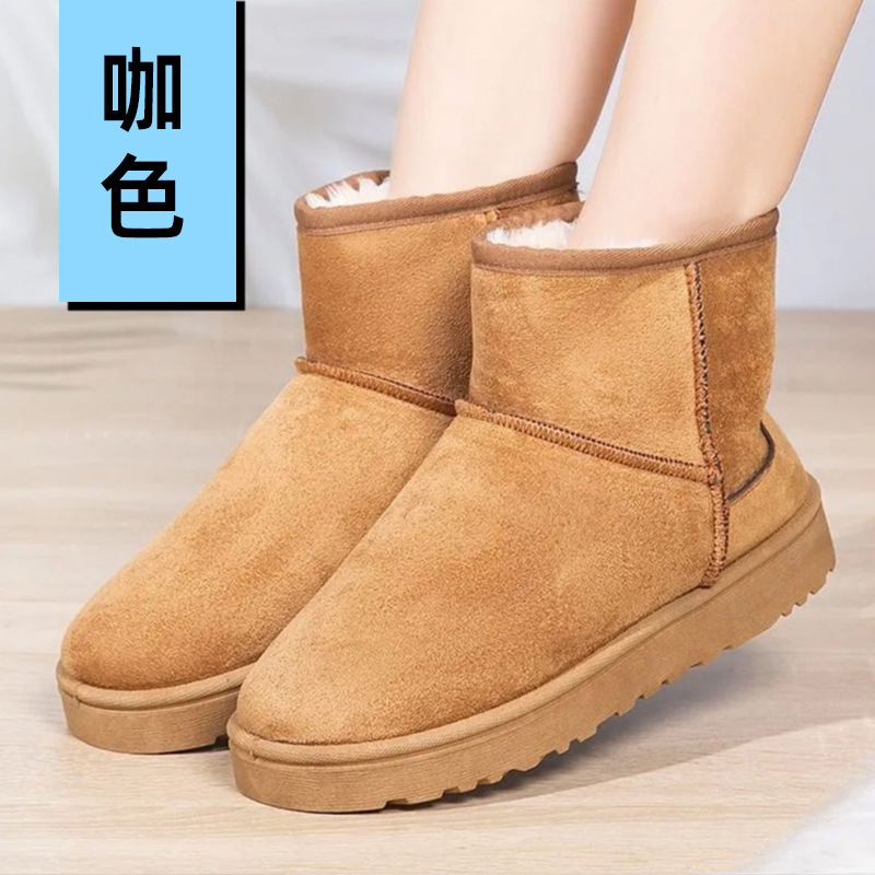 Invierno nuevos zapatos de nieve más el tamaño de comercio exterior plana corta noreste zapatos de algodón hombres forrado de lana gruesa botas de nieve caliente de las mujeres