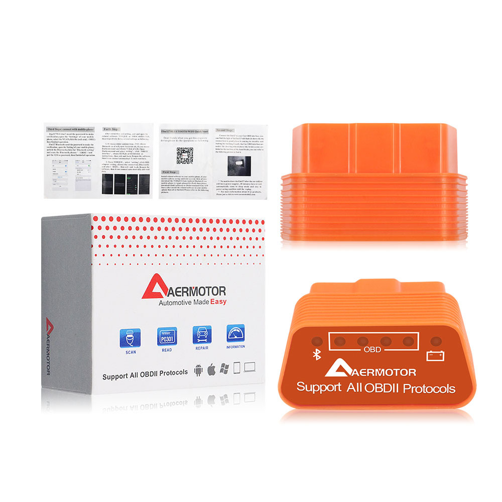 Aermotor Bluetooth ELM327 V1.5 OBD2 Avtomobil Nosozliklarini Diagnostika qilish Vositasi OBD ELM327