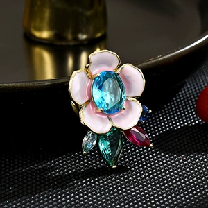 High-grade enamel texture flower magnetic buckle high-grade corsage drop oil spring bloom flower magnet buckle accessories wholesale