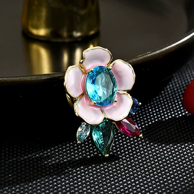 High-grade enamel texture flower magnetic buckle high-grade corsage drop oil spring bloom flower magnet buckle accessories wholesale