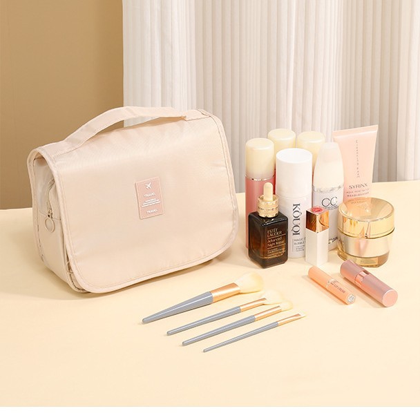 Bolsa de lavado de viaje tipo gancho bolsa de almacenamiento de cosméticos portátil de gran capacidad a prueba de agua bolsa de mano de separación seca y húmeda