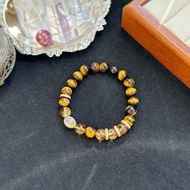 黄塔晶虎眼石铜镀金爆款饰品批发女款小红书高级手链手串