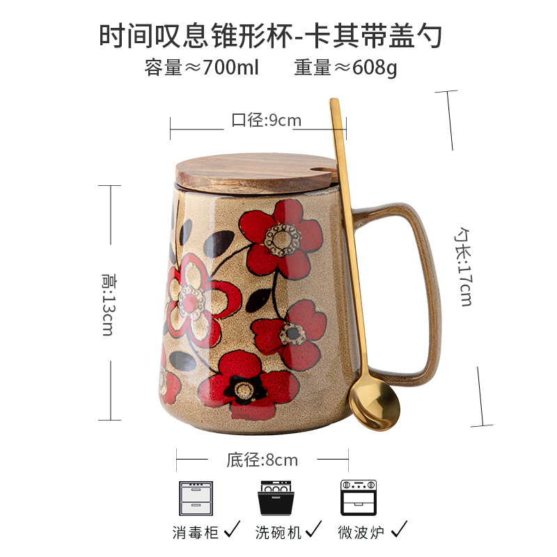 Exportación transfronteriza de diseño propio de 700ml taza de oficina china pintada a mano taza de cerámica