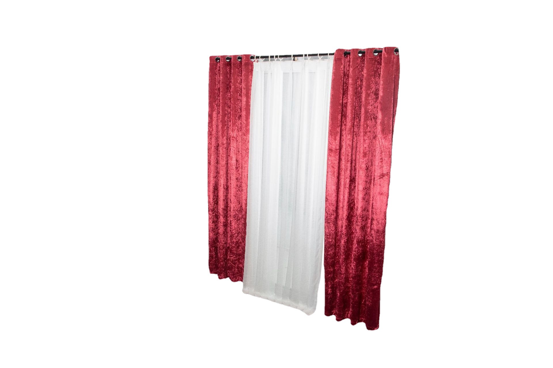 【廠家直銷】窗簾-酒紅