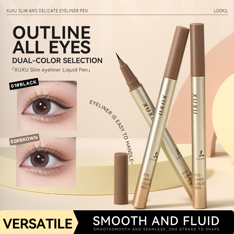 XUXU eyeliner pen, ultra-fine, smudge-proof, waterproof, sweat-proof, quick-drying, highly pigmented, for lower lashes, cross-border eyeliner