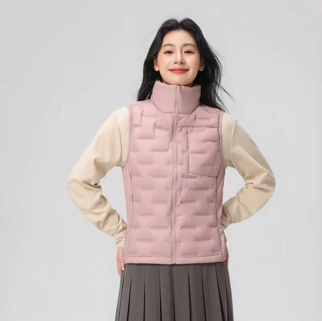 Pinghu chaqueta de pluma de mujer chaleco 90 lana nuevo tipo ligero otoño y invierno de moda casual abrazadera de caballo universal chaleco cálido abrigo