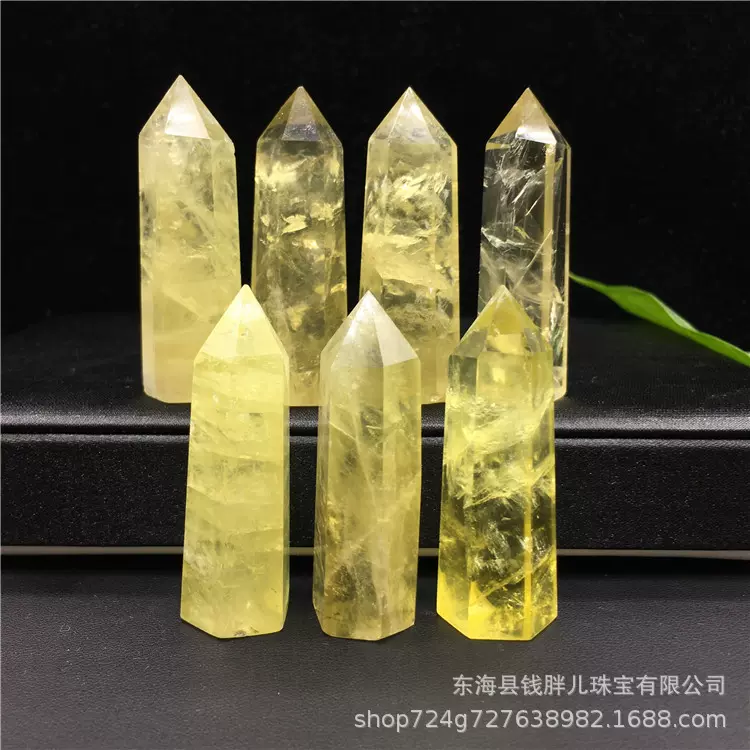 天然黄水晶柱单尖六棱柱原石打磨黄水晶原石桌面办公摆件现货批发