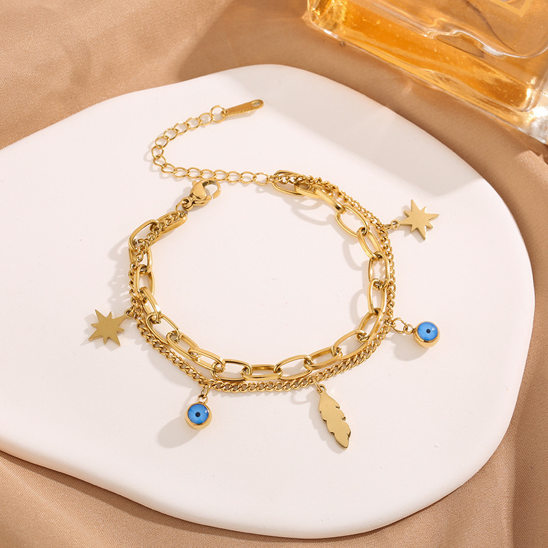 Transfronterizo al por mayor AliExpress nuevo ojo 2023 pulsera de acero inoxidable chapado en oro 18K fabricante de joyas