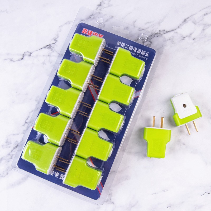 厂家批发绿色T形大功率接线插头 厚铜二极固定转动插工业电源插头