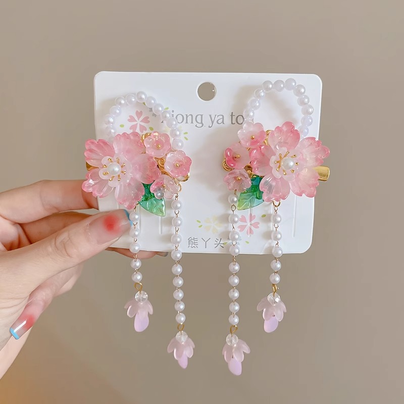 Hanfu tocado de cabello de niñas bordas vestidos antiguos para el cabello de niñas tarjetas de cabello de niñas vestidos antiguos accesorios princesas niñas clips para el cabello